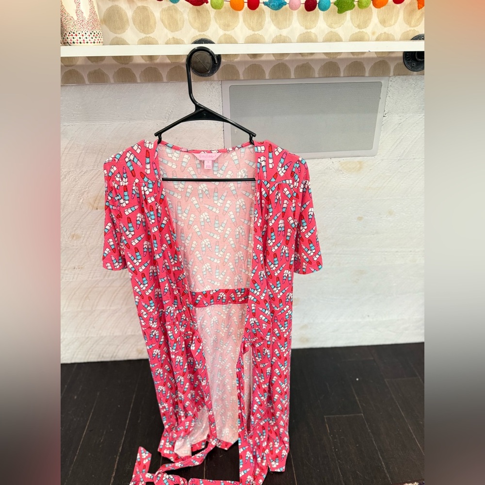 Lilly Pulitzer Pink and Red Lipstick Print Wrap Dress Size Small!